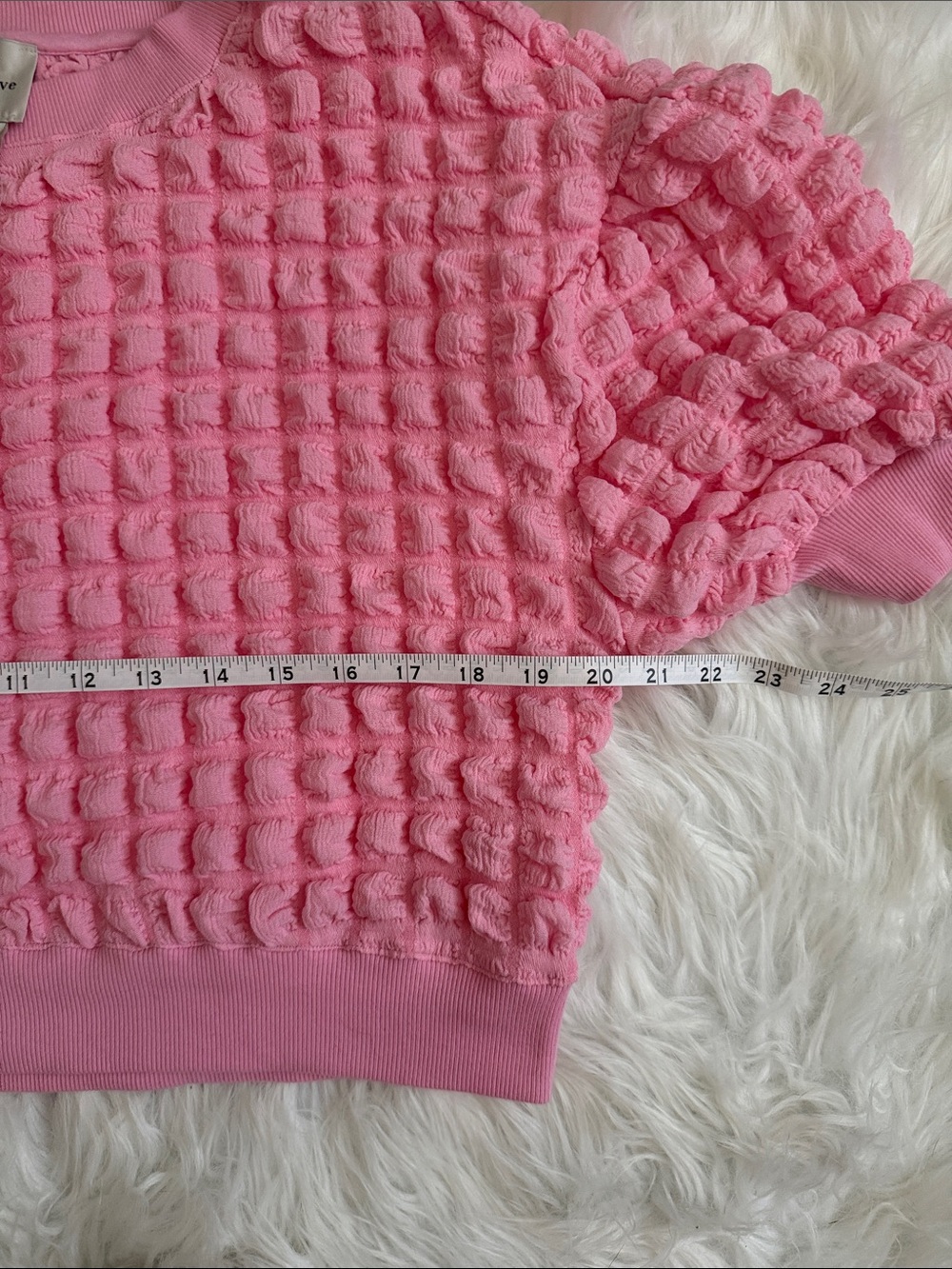 Maeve by Anthropologie NWT Pink Textured Puff Sleeve Crop Top Size Small - Picture 5 of 7